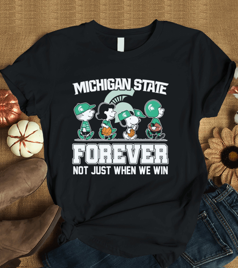 Michigan State Spartans Peanuts Abbey Road Forever Not Just When We Win T-Shirt