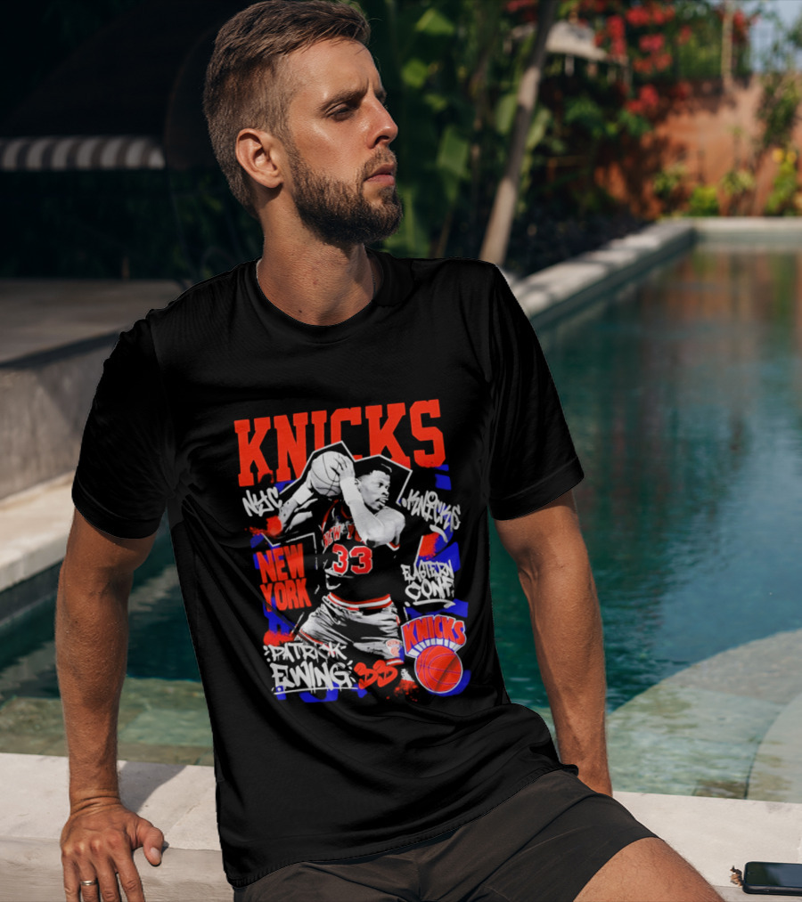 Patrick Ewing New York Knicks Iconic Dunk 33 Legends T-Shirt