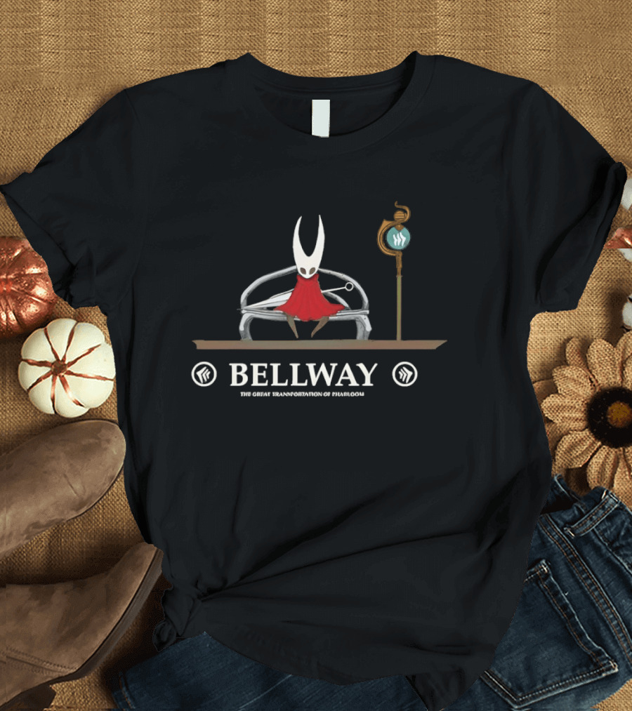 Silksong Bellway The Great Transportation Of Pharloom Hollow Knight Hornet Sitting Bench T-Shirt