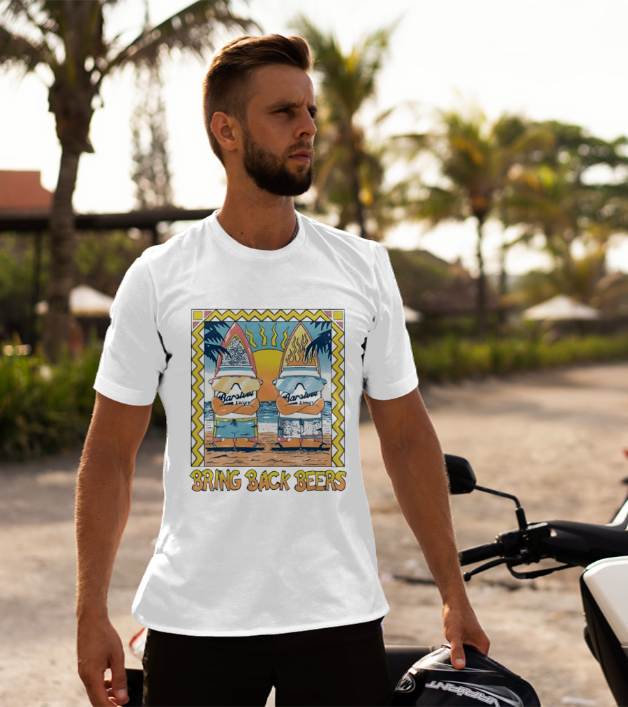 Barstool Surfer Gnomes Bring Back Beers Beach Scene T-Shirt