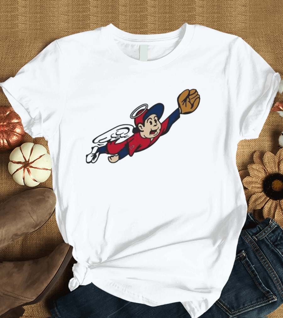 Los Angeles Angels Little Halo Boy Flying Baseball Player With Wings And Glove T-Shirt