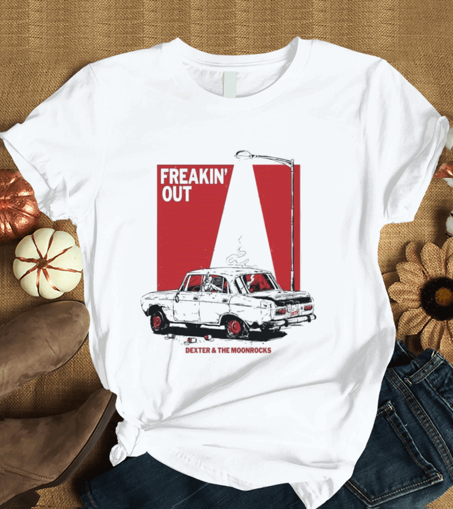 Dexter And The Moonrocks Freakin' Out Tour Car Under Red Light With Smoke T-Shirt
