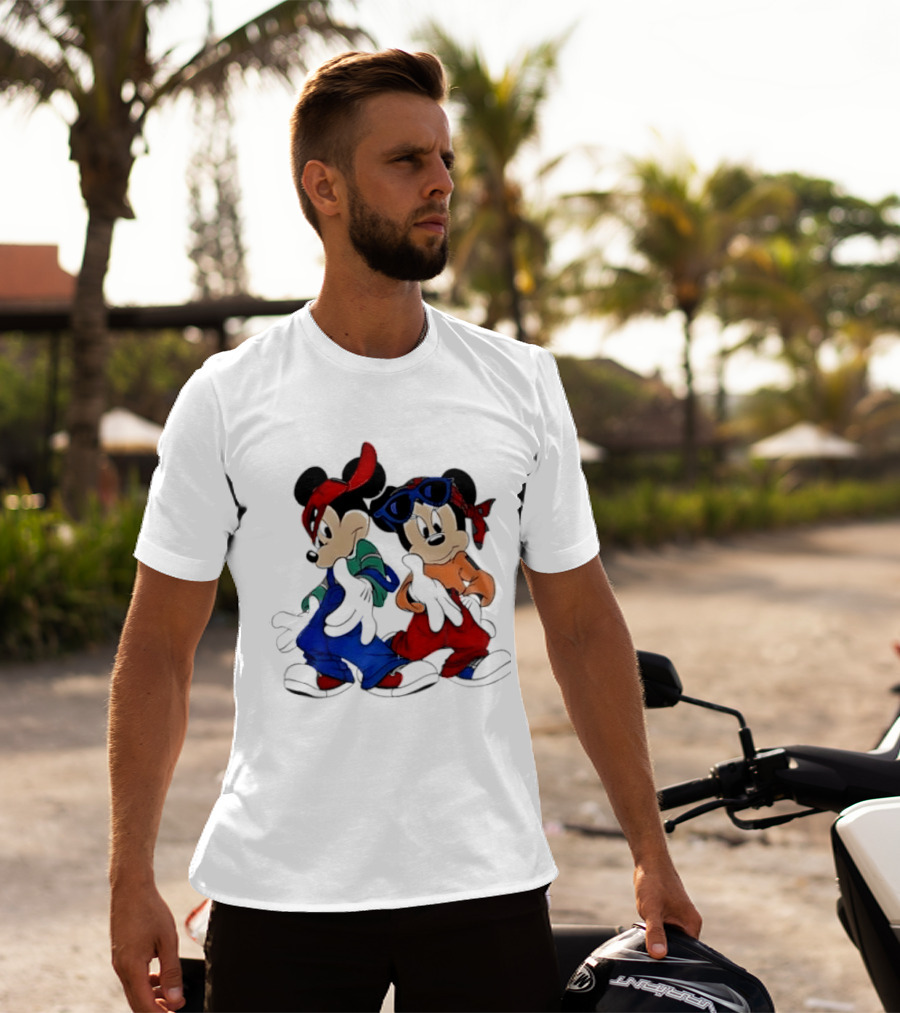 Mickey Minnie Mouse Hip Hop Style Outfits Vintage Look T-Shirt