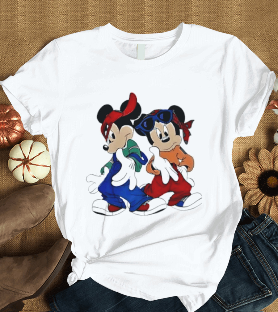 Mickey Minnie Mouse Hip Hop Style Outfits Vintage Look T-Shirt