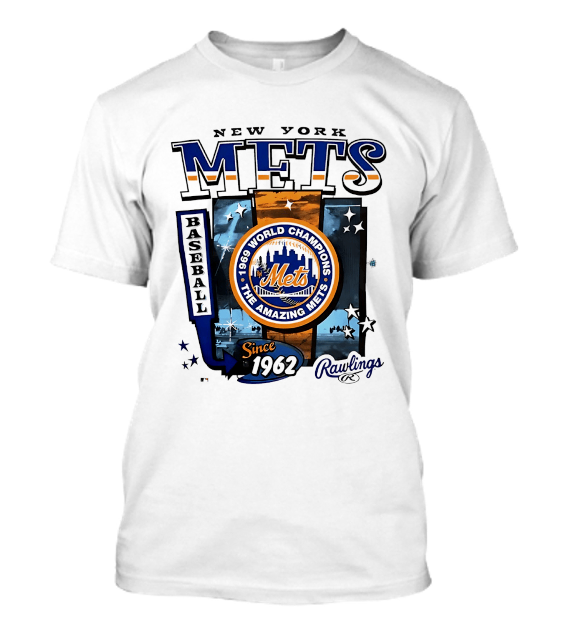 New York Mets 1969 World Champions Amazing Since 1962 Rawlings Baseball T-Shirt