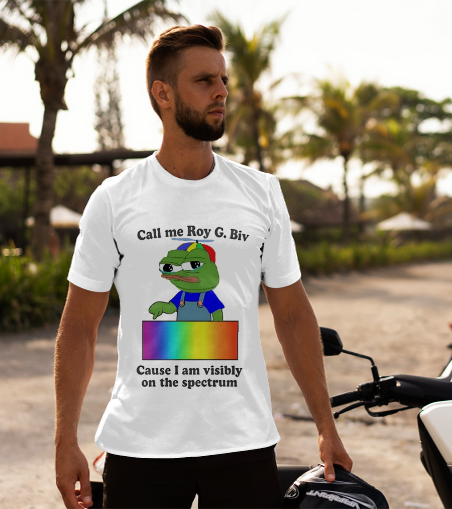 Pepe The Frog Call Me Roy G. Biv Cause I Am Visibly On The Spectrum Rainbow Visual T-Shirt