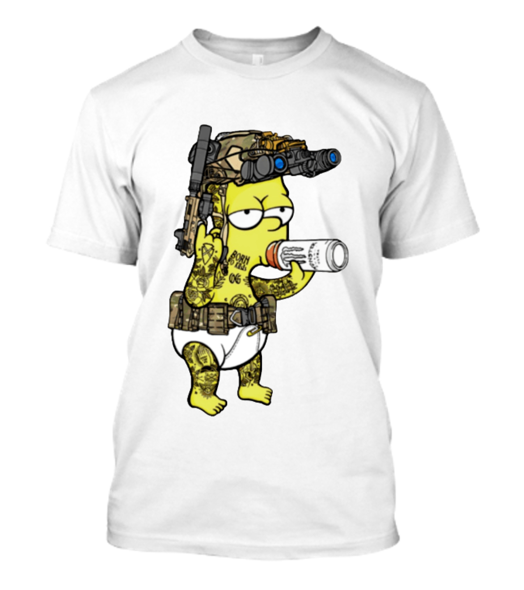 Bart Simpson Tactical Gear Night Vision Tattoo Parody Yung Bart T-Shirt