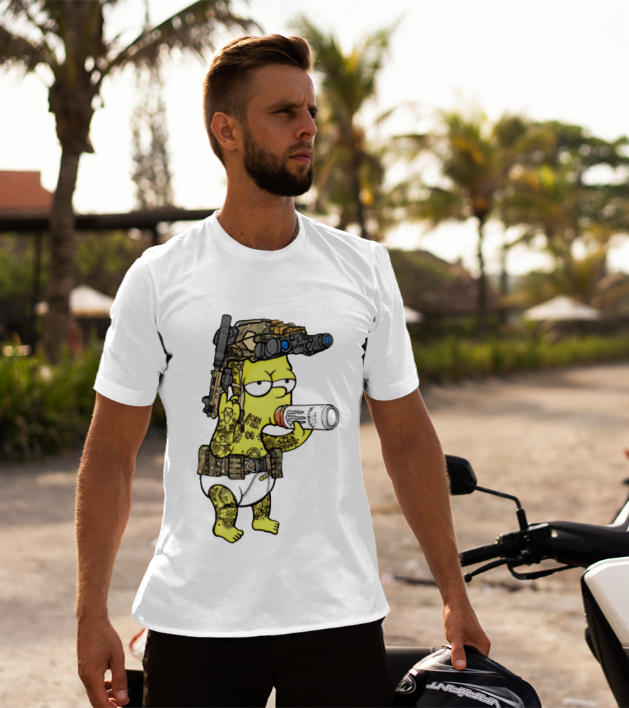 Bart Simpson Tactical Gear Night Vision Tattoo Parody Yung Bart T-Shirt