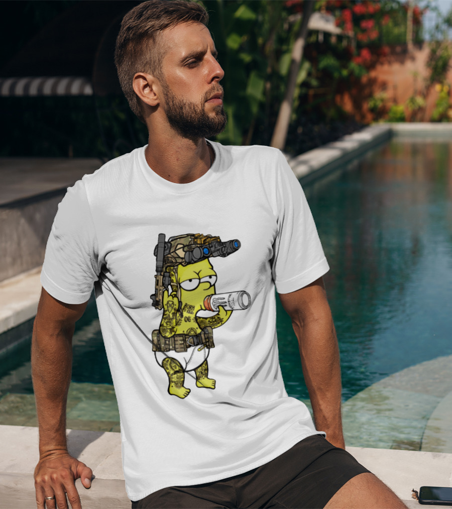 Bart Simpson Tactical Gear Night Vision Tattoo Parody Yung Bart T-Shirt