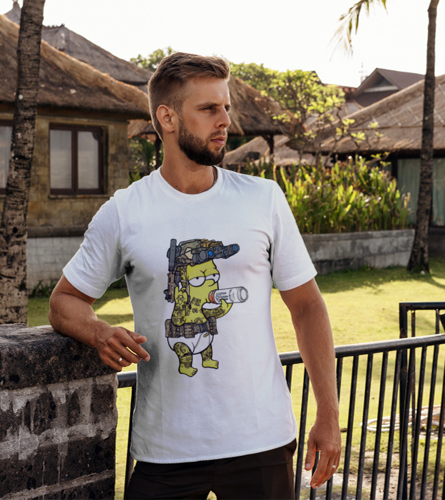 Bart Simpson Tactical Gear Night Vision Tattoo Parody Yung Bart T-Shirt