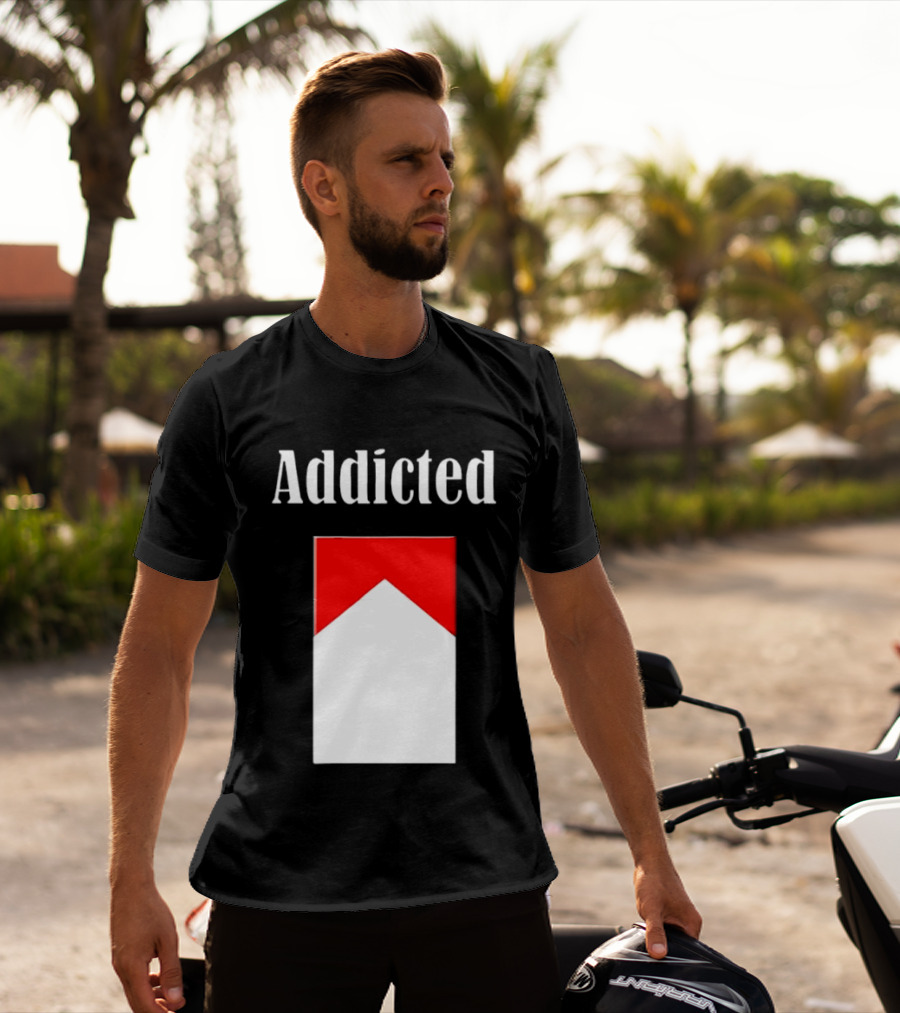Addicted Cigarette Box Red And White T-Shirt