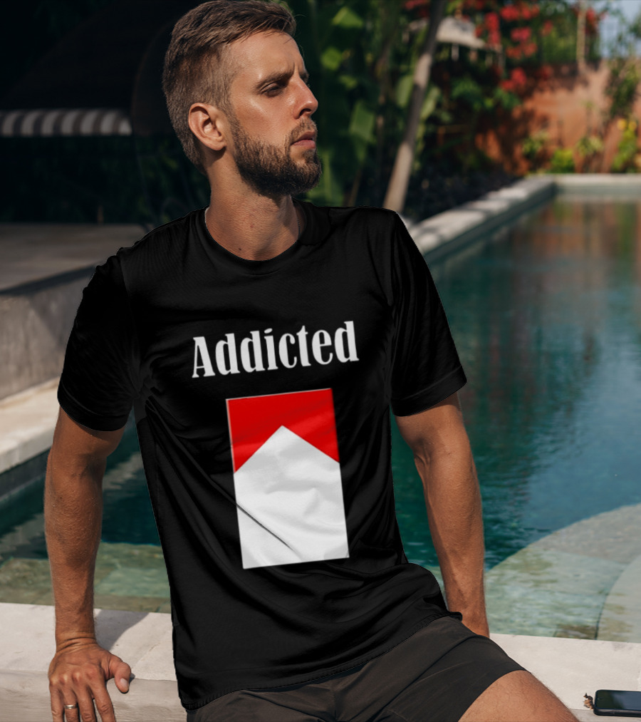 Addicted Cigarette Box Red And White T-Shirt