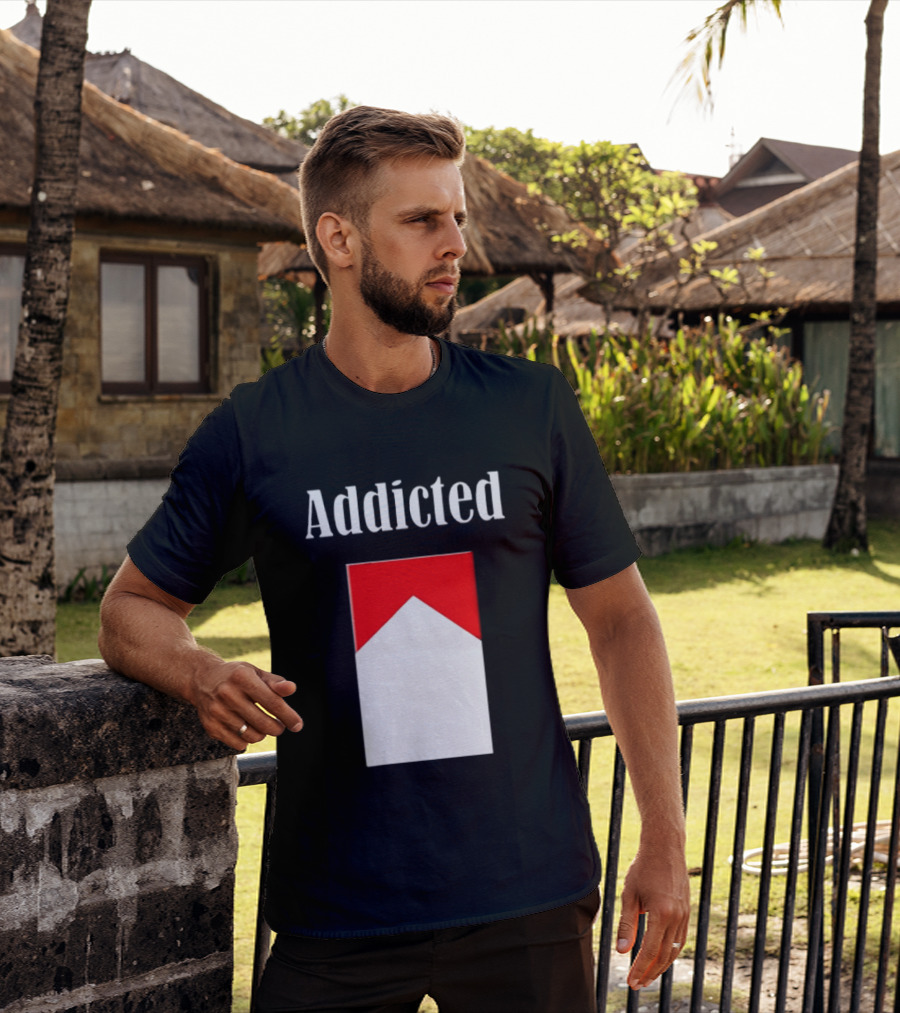 Addicted Cigarette Box Red And White T-Shirt