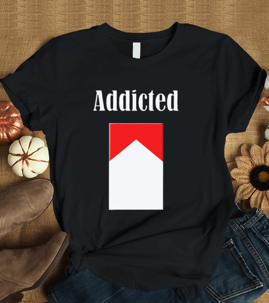 Addicted Cigarette Box Red And White T-Shirt