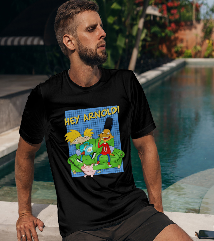 Hey Arnold Gerald And Abner Football Cartoon Couch Sitting T-Shirt