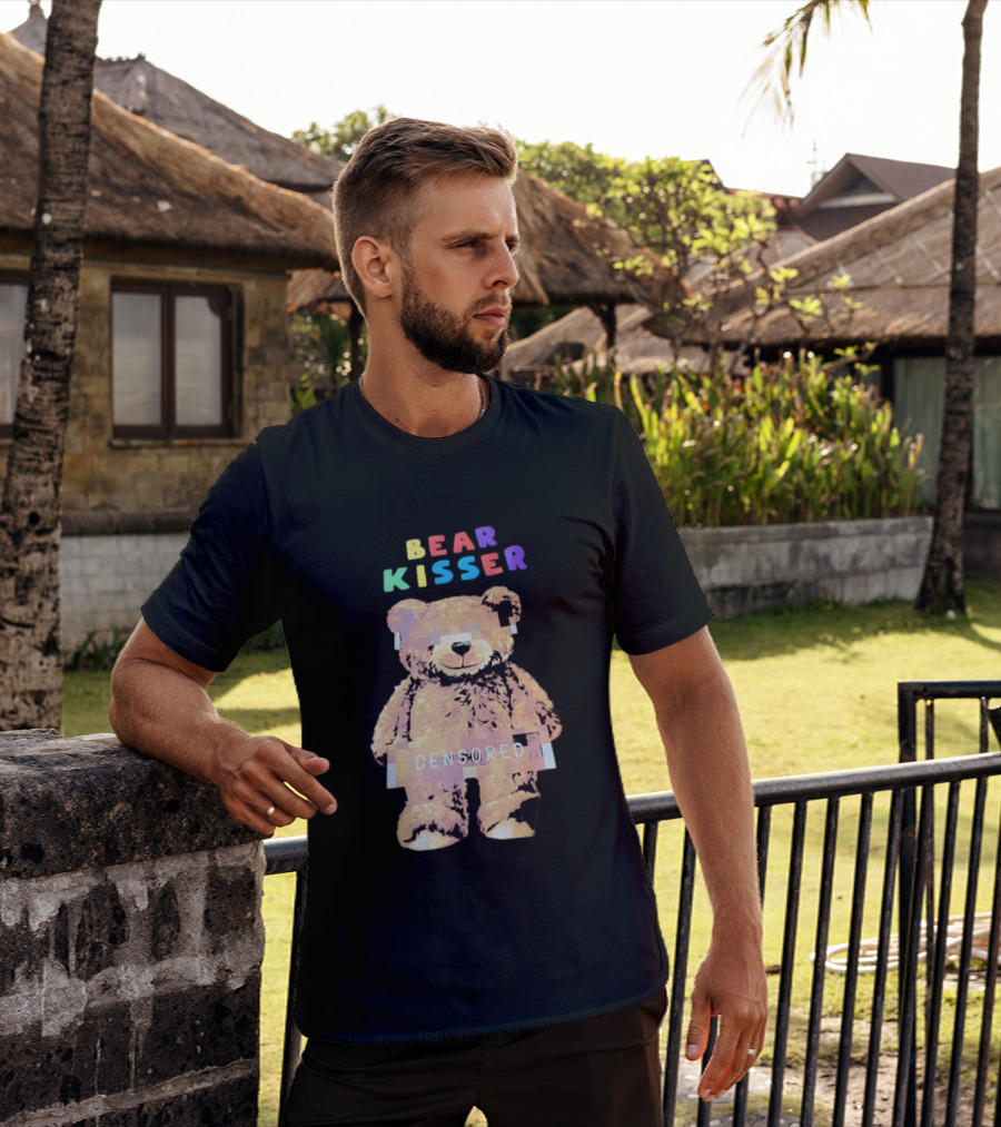 Bear Kisser Censored Pixelated Teddy Bear T-Shirt