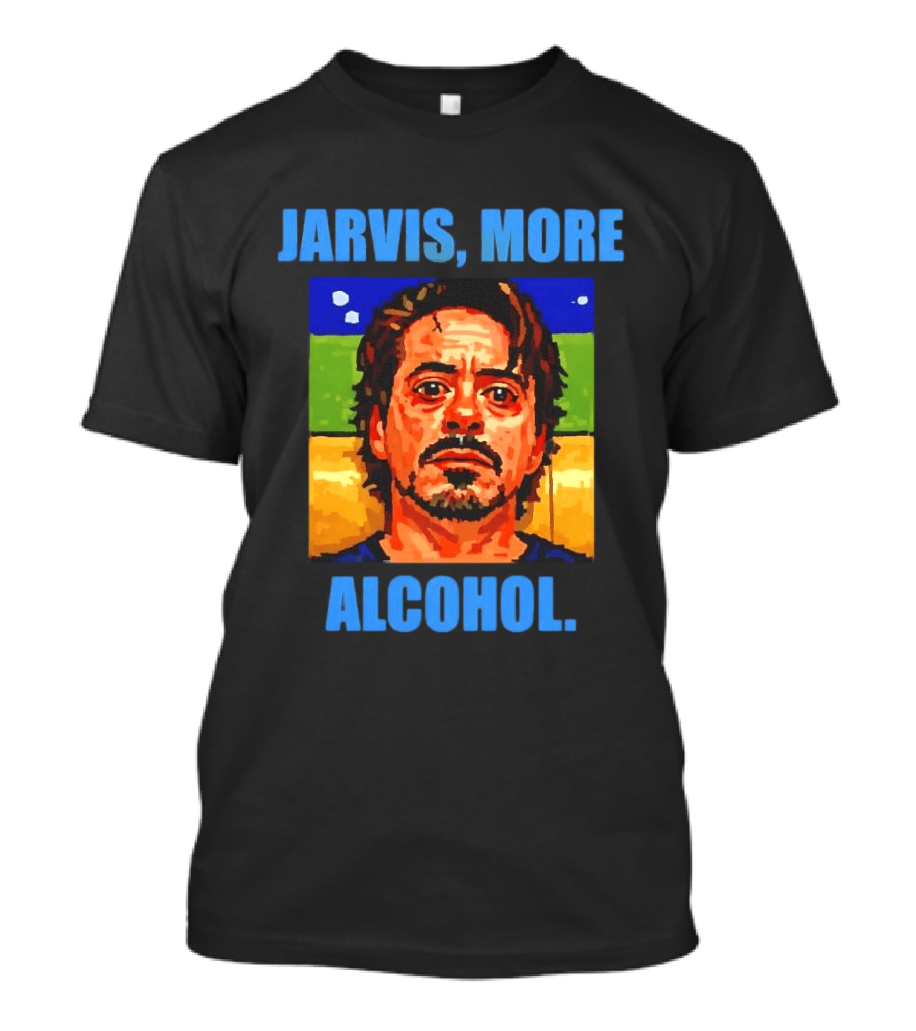 Jarvis More Alcohol Meme Iron Man Portrait Pop T-Shirt