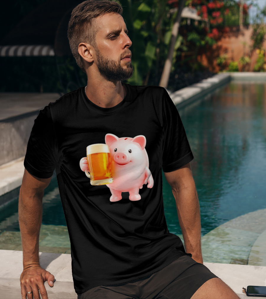 Piggy Bank With Beer Save Money Concept T-Shirt