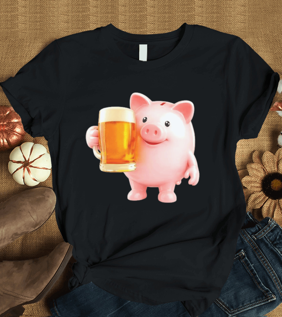 Piggy Bank With Beer Save Money Concept T-Shirt