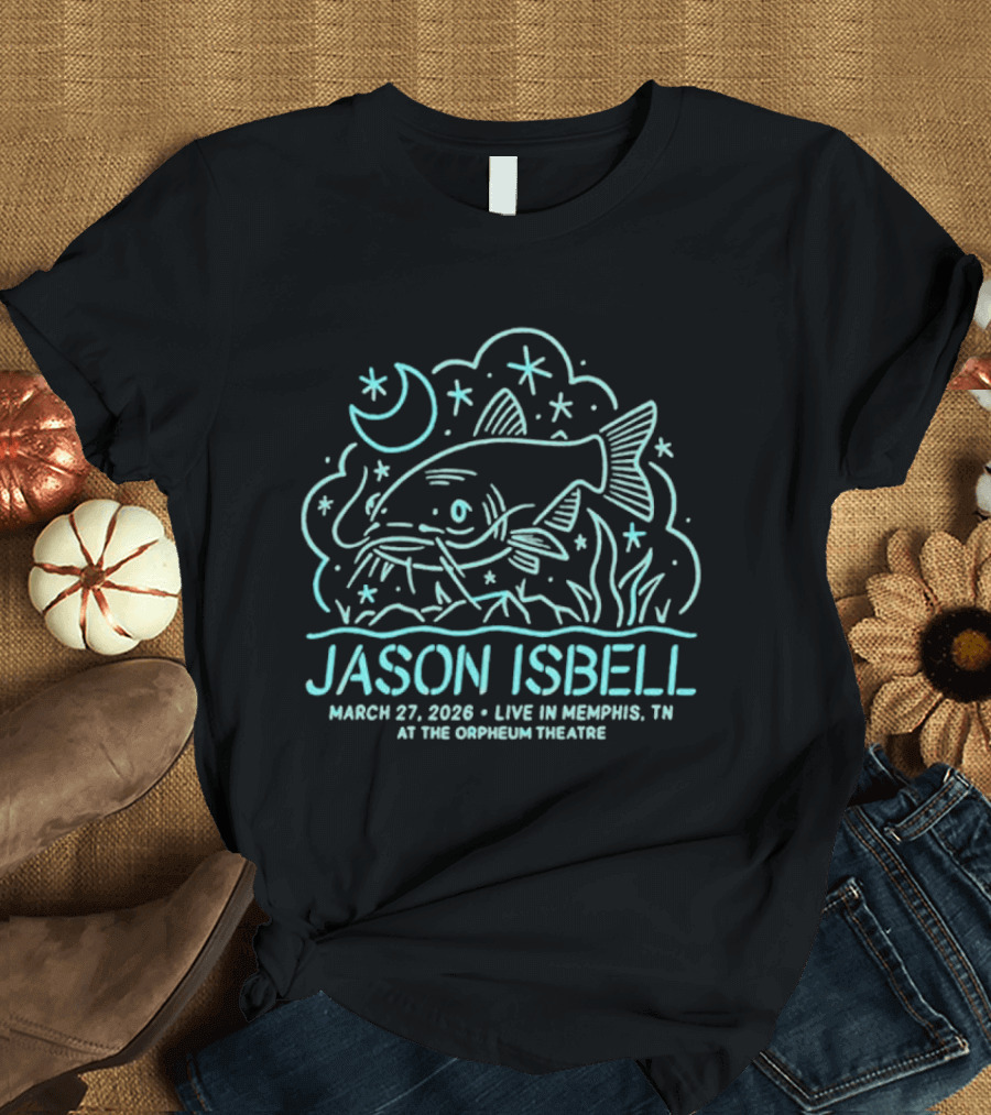 Jason Isbell Live In Memphis TN March 27 2026 Orpheum Theatre Moon And Fish Stars T-Shirt