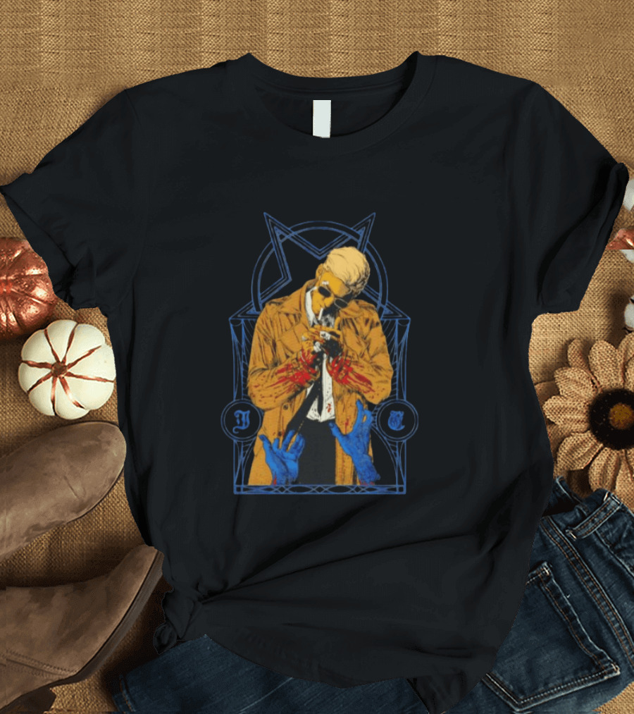 John Constantine Smoking Trench Coat Hellblazer DC Comics J C T-Shirt