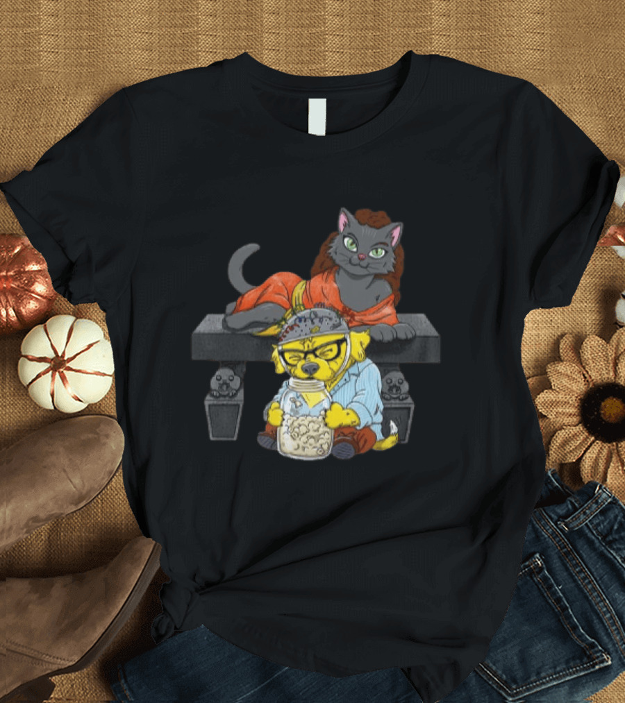 Proton Pets Cats And Dogs Mass Caring Together On Skull Bench T-Shirt
