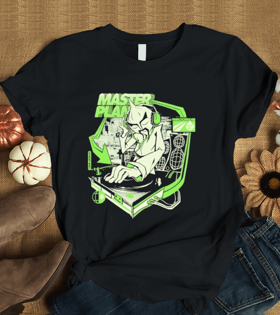 Chop Chop Master Onion Master Plan Records DJ Turntable Headphones T-Shirt