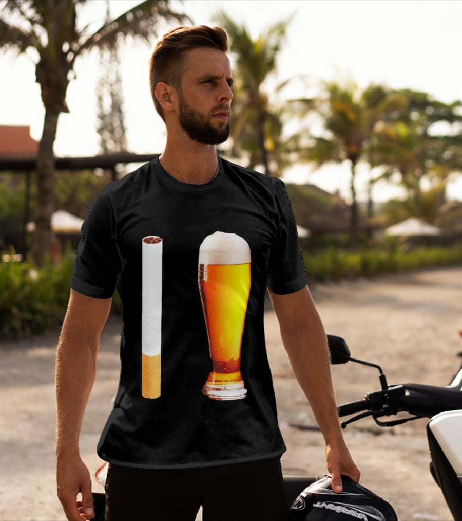 Cigarette And Beer Combo Classic Symbolic Pair T-Shirt