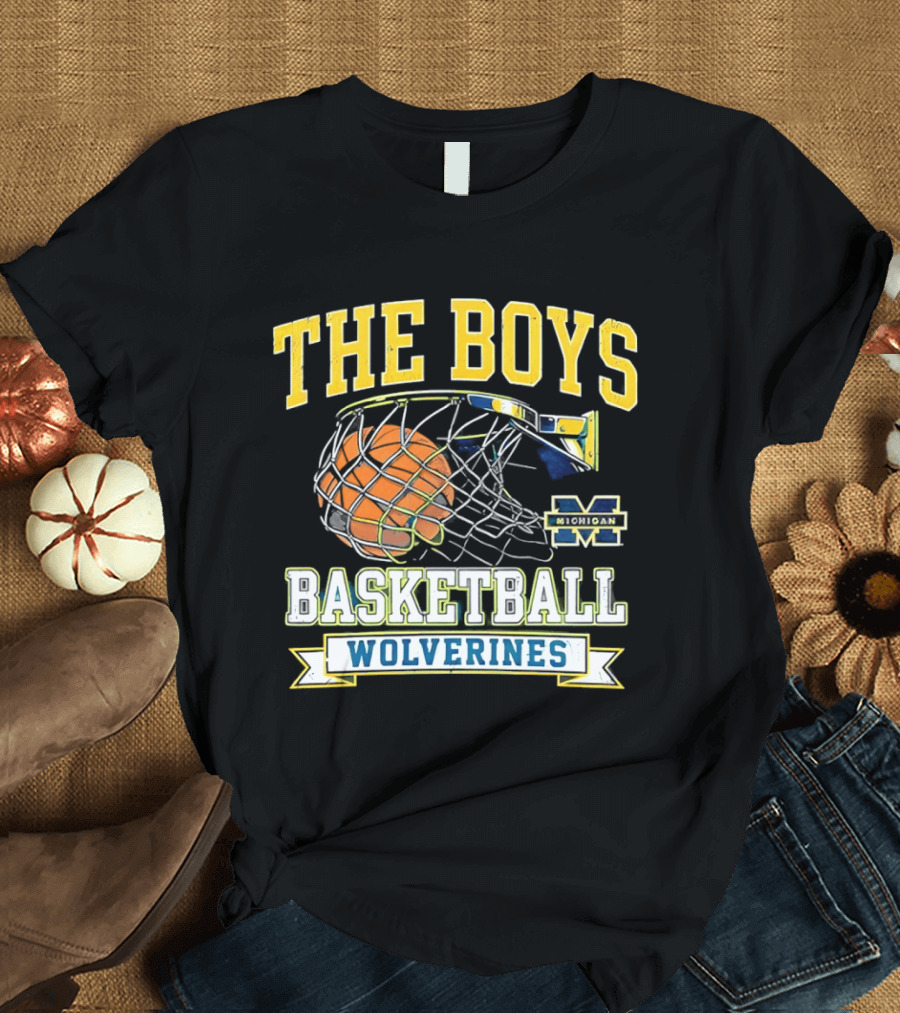 The Boys Basketball Wolverines Michigan M Hoops Sports Team T-Shirt
