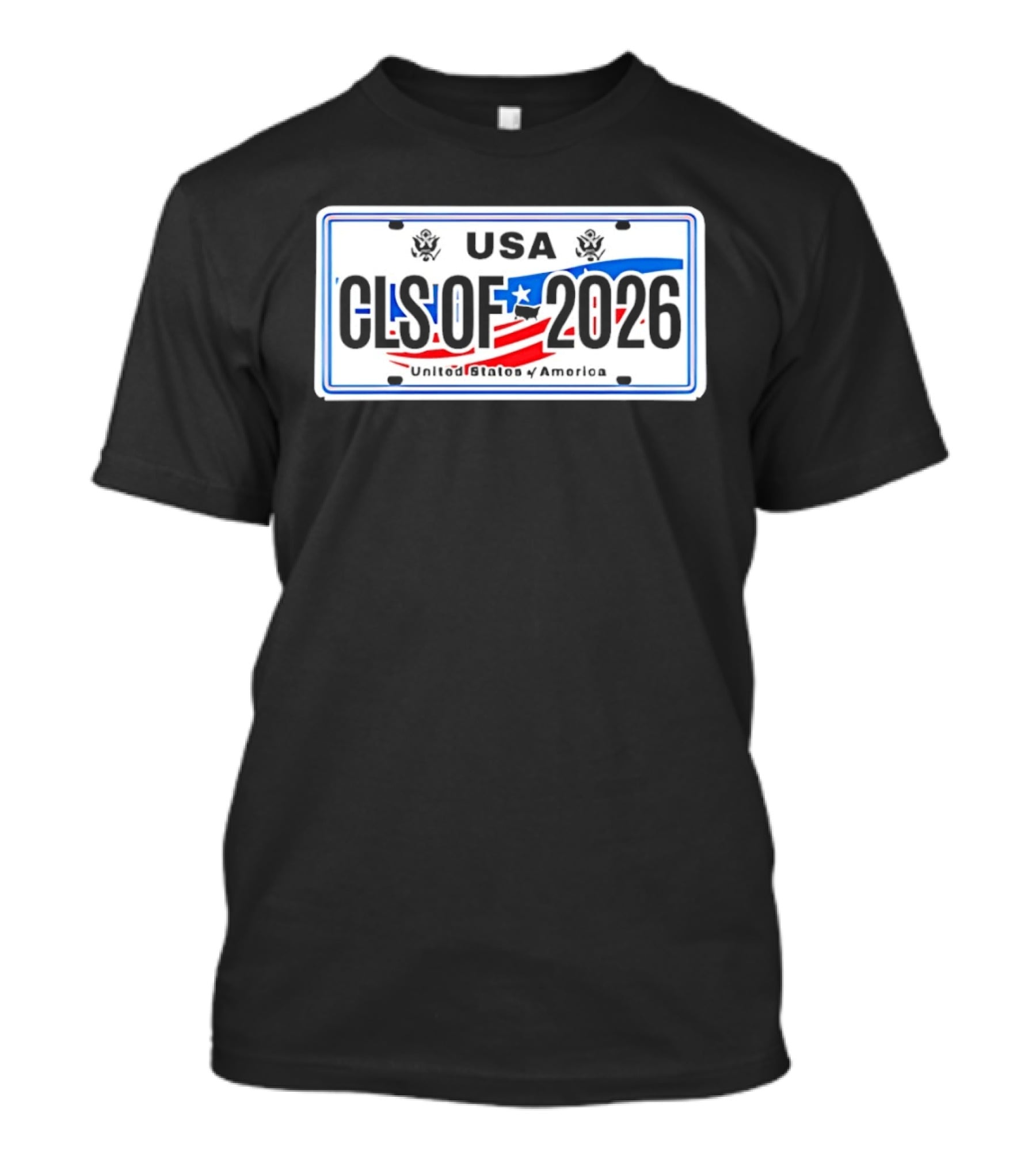 USA Class Of 2026 American Flag Graduation License Plate T-Shirt