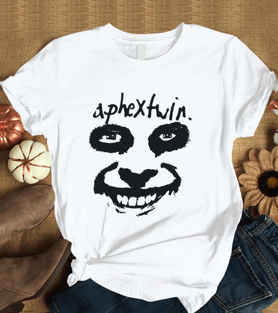 Aphex Twin Handwritten Logo With Distorted Face T-Shirt
