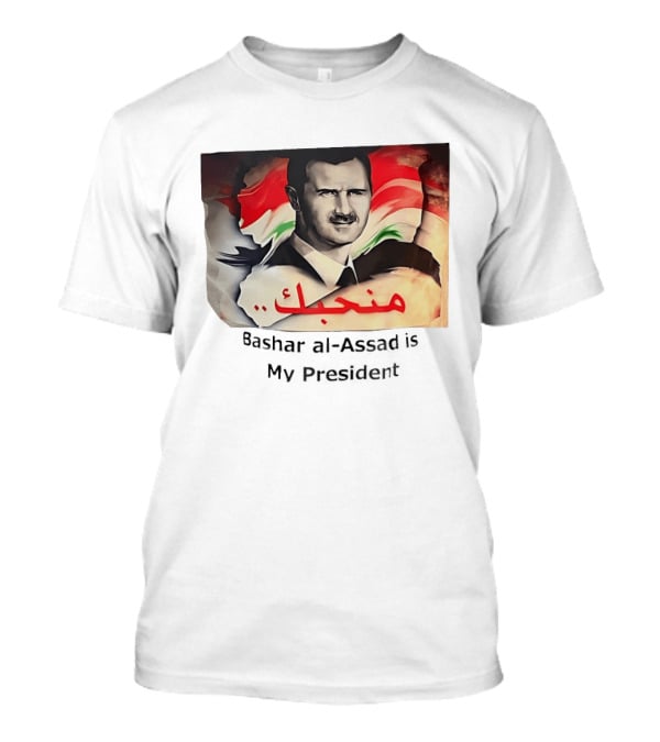 Bashar Al Assad Portrait With Syrian Flag T-Shirt