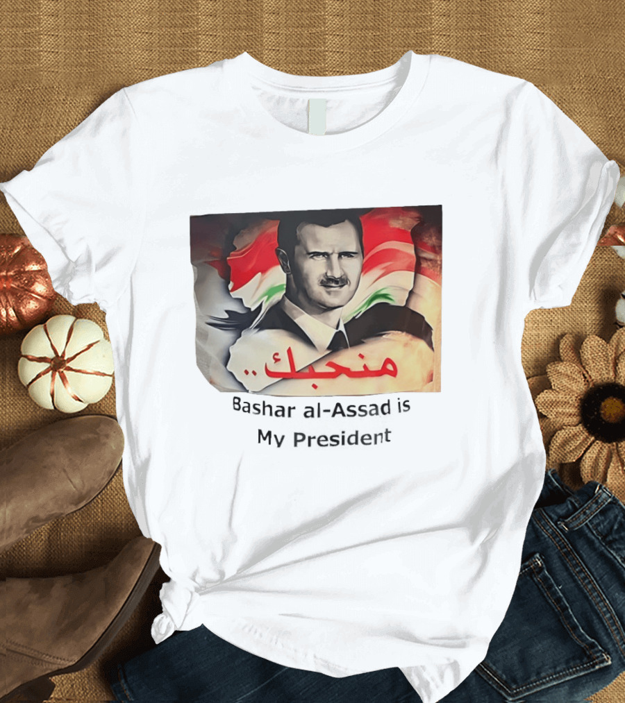 Bashar Al Assad Portrait With Syrian Flag T-Shirt