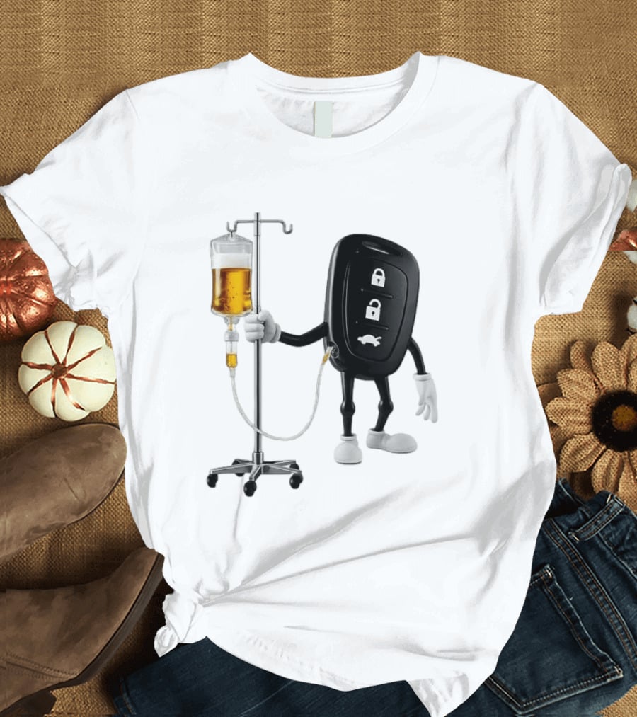 Car Keys With IV Beer Do Not Drink Alcohol When Driving Warning T-Shirt
