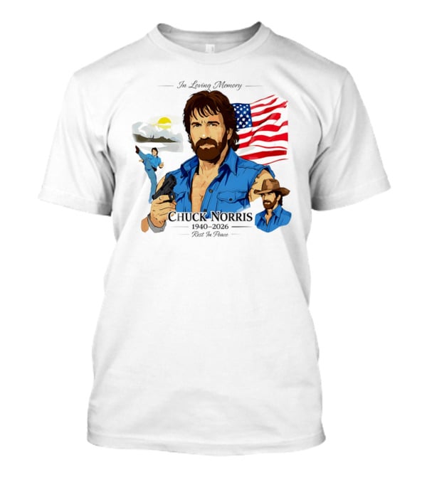 Chuck Norris Legends Never Die 1940 2026 American Flag T-Shirt