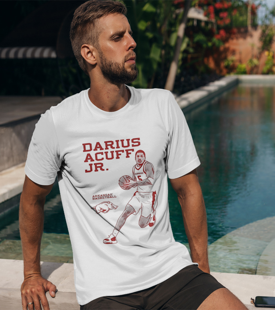 Darius Acuff Jr Arkansas Razorbacks Basketball Player Monochrome T-Shirt