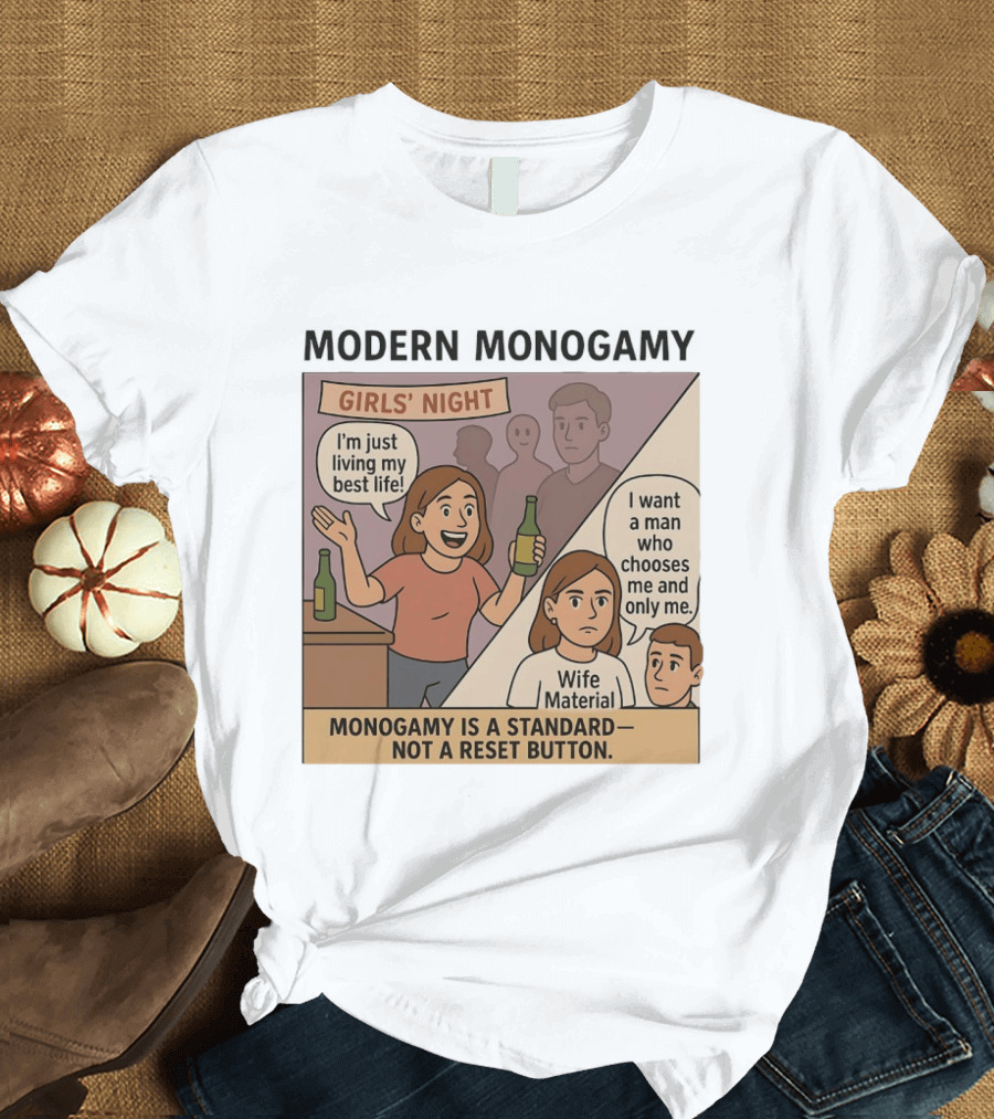 Modern Monogamy Girls' Night I'm Just Living My Best Life Wife Material Monogamy Is A Standard T-Shirt