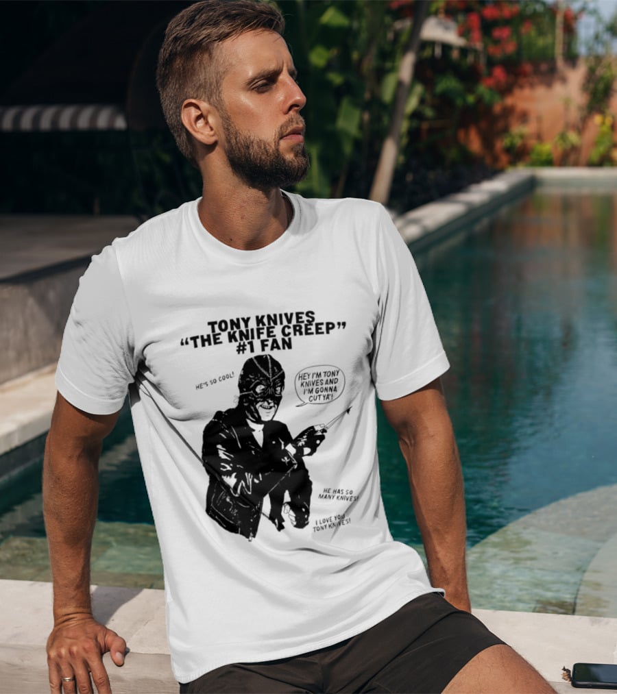 Tony Knives The Knife Creep Volume One Leather Jacket Mysterious True Crime Legendary Horror Movie Night Stalk Western Adventure T-Shirt