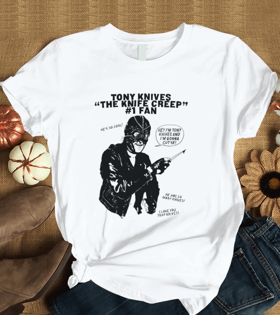 Tony Knives The Knife Creep Volume One Leather Jacket Mysterious True Crime Legendary Horror Movie Night Stalk Western Adventure T-Shirt