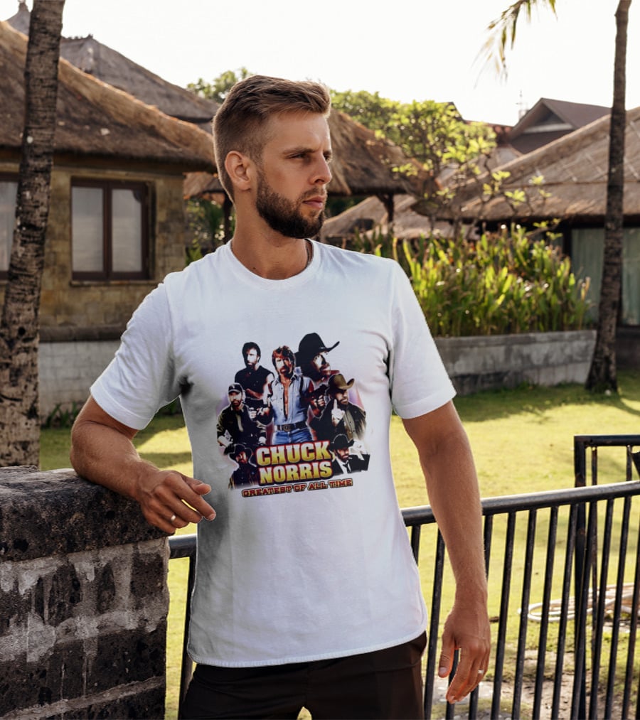 Chuck Norris Greatest Of All Time Retro Collage T-Shirt