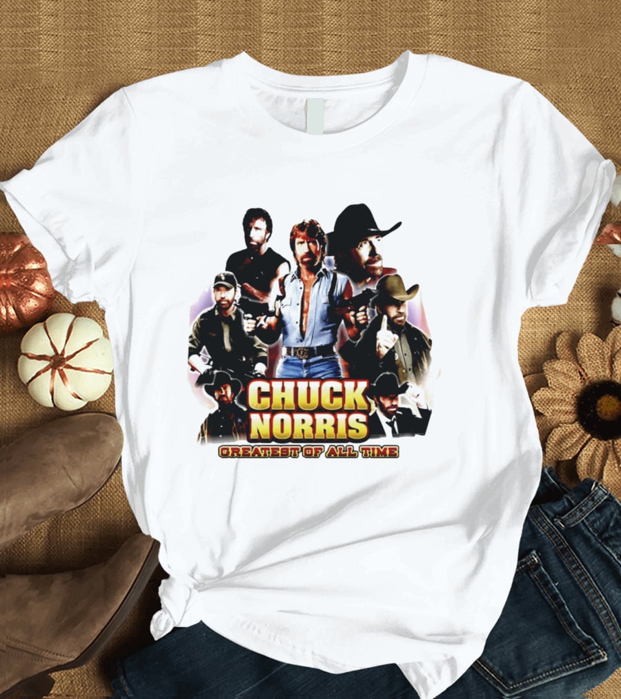 Chuck Norris Greatest Of All Time Retro Collage T-Shirt