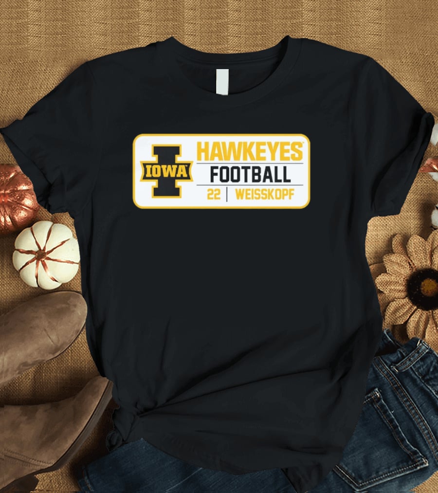 Iowa Hawkeyes Football 22 Weisskopf Black Gold T-Shirt