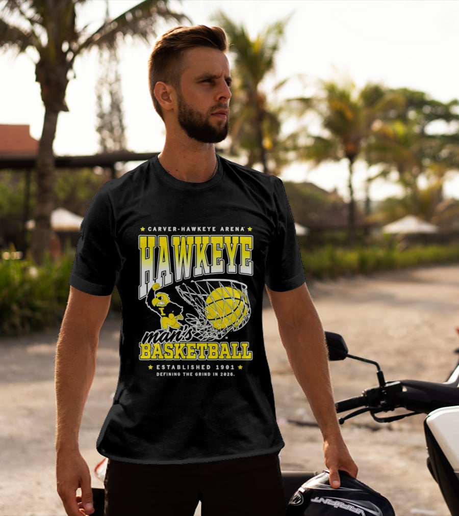 Carver Hawkeye Arena Man's Basketball Defining The Grind In 2023 Established 1901 T-Shirt