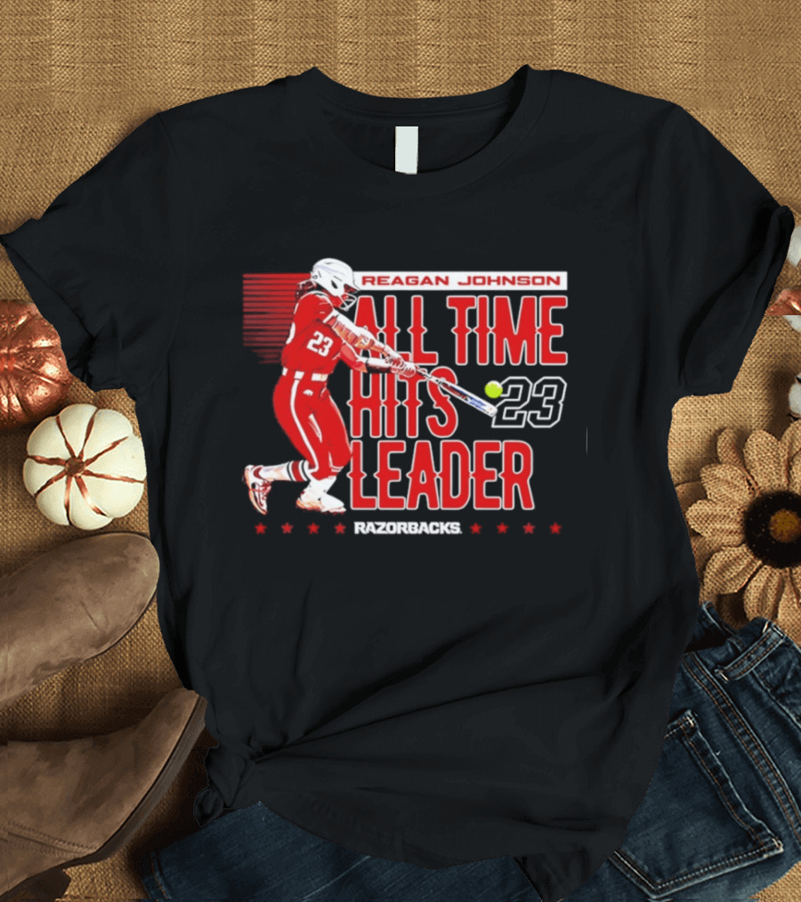 Reagan Johnson All Time Hits Leader 23 Arkansas Razorbacks Softball T-Shirt