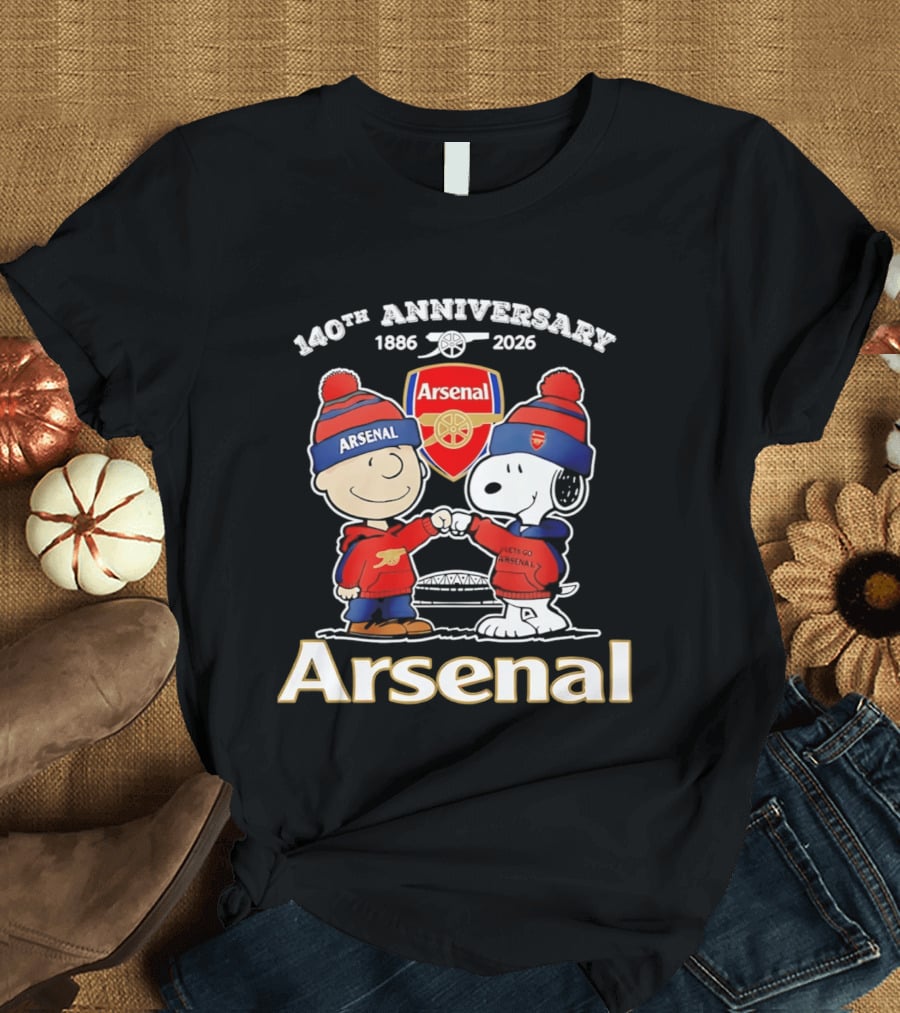 Charlie Brown Snoopy Arsenal 140th Anniversary 1886 2026 T-Shirt