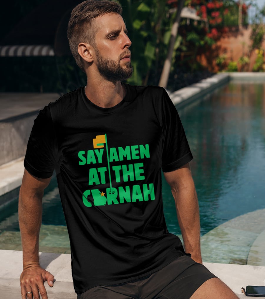 Say Amen At The Cornah Golf Flag Star Motif T-Shirt