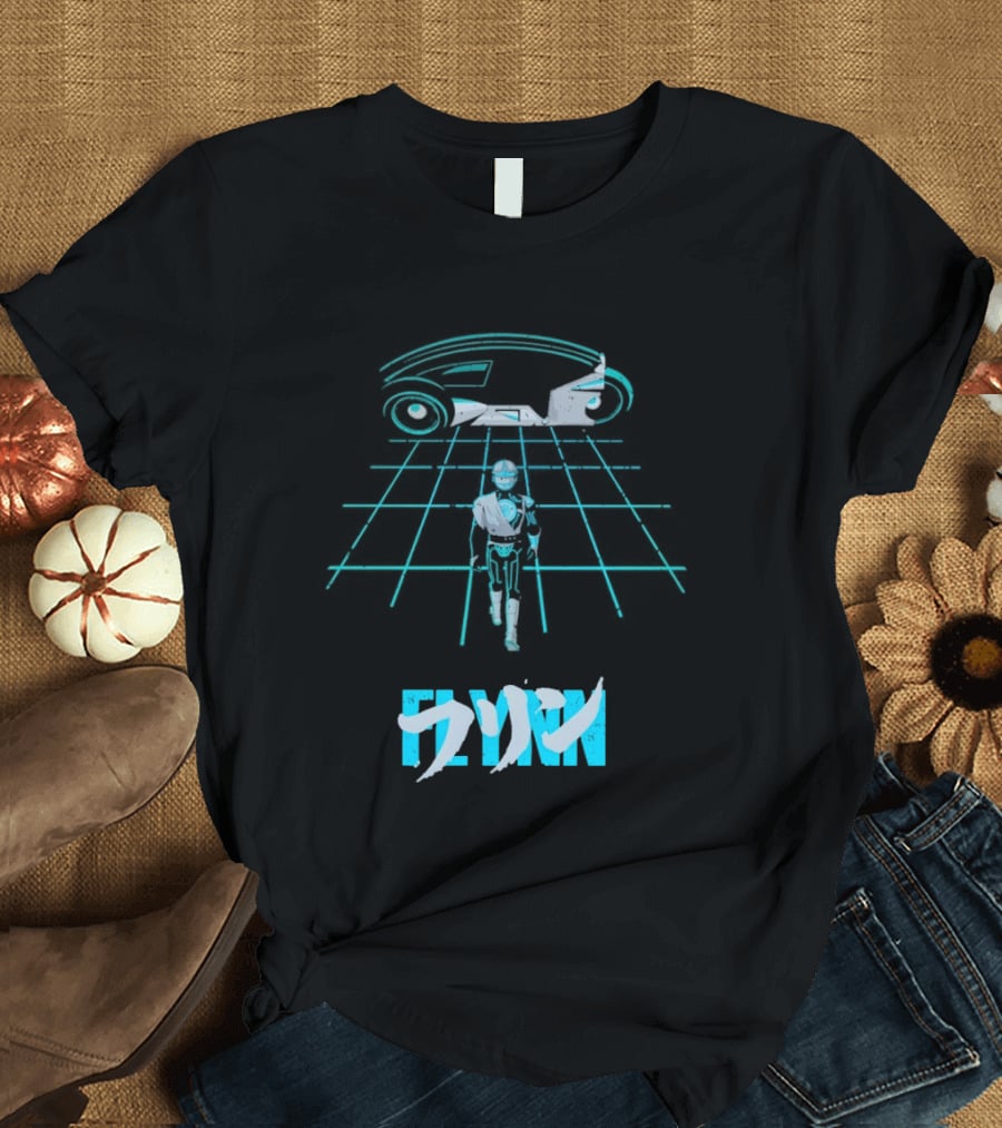 The Grid Rider Light Cycle Tron 1982 Movie Tron Kanji T-Shirt