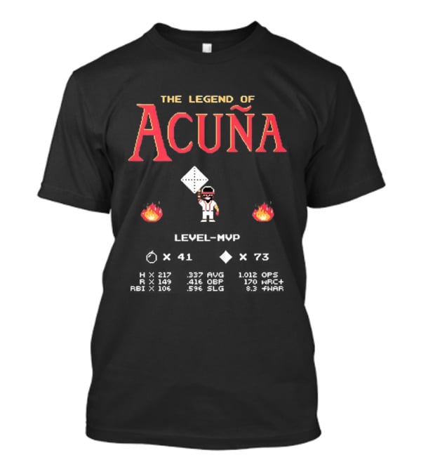 The Legend Of Acuña Jr MVP Level With Baseball Diamond And Flames T-Shirt