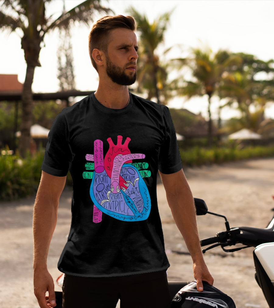 Heart Anatomy Aorta Pulmonary Artery Superior Vena Cava Right Atrium Ventricle Diagram T-Shirt