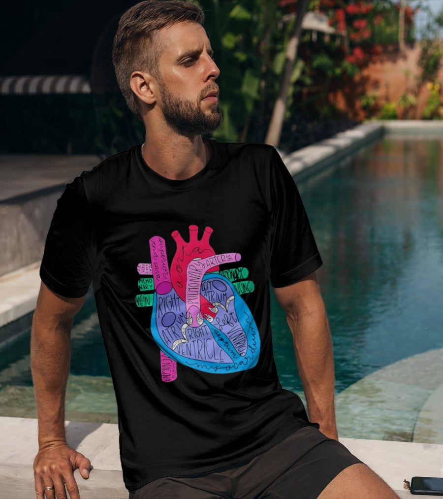 Heart Anatomy Aorta Pulmonary Artery Superior Vena Cava Right Atrium Ventricle Diagram T-Shirt